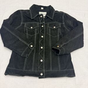 Vintage Amy Byer Western Black Suede 100% Leather Jacket Women Size M